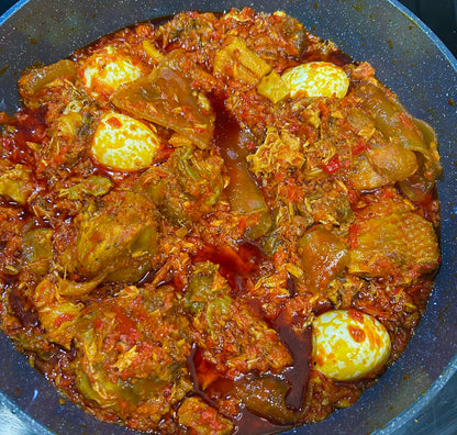 Ofada Stew with Assorted Meats